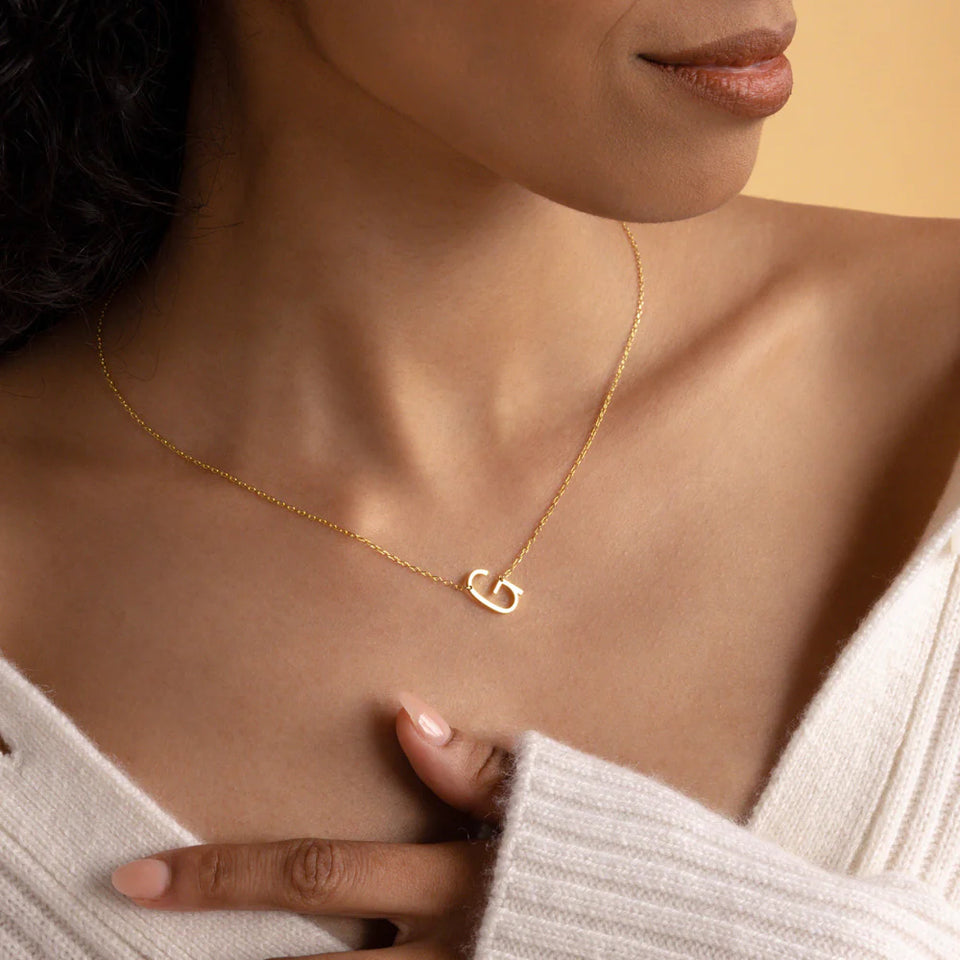 Sideways Initial Letter Necklace