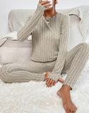 Fashion Casual Long Sleeve Split Irregular Round-neck Shirt Trousers Suit