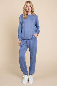 Super Lady round Neck Raglan Sleeve Top and Pants Lounge Set