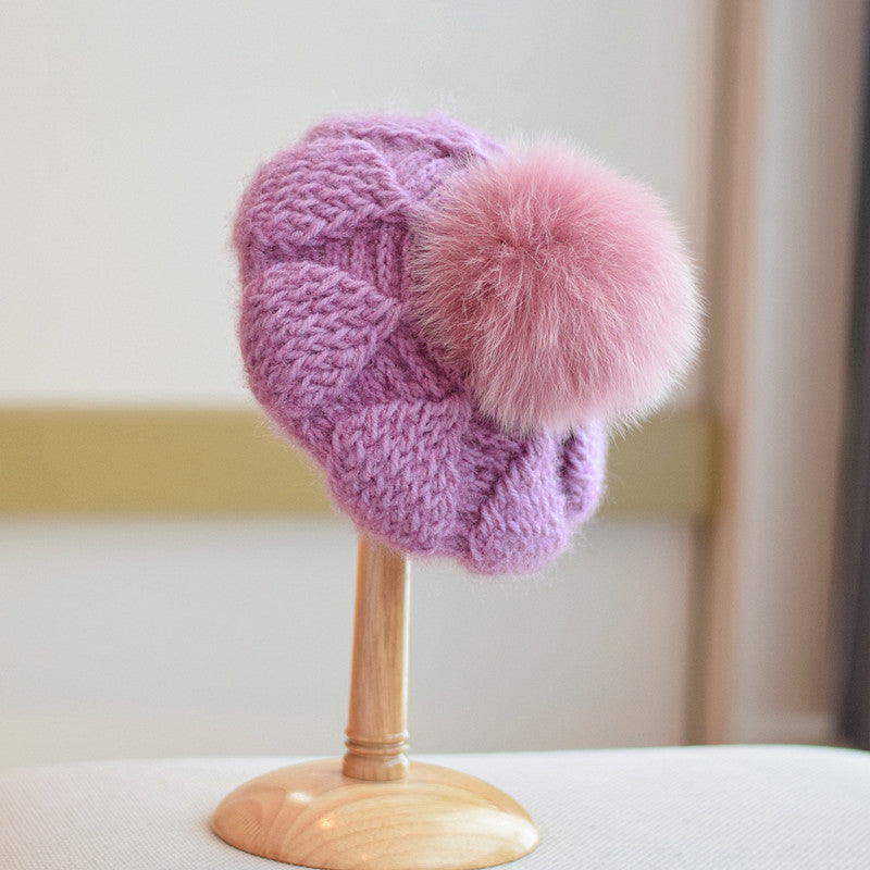 All-match Knitted Fox Velvet Woolen Cap For Women kaivaro