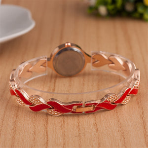 Leaf bracelet quartz wrist watch null