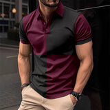 Casual Sports Short Sleeve Color Stitching Polo Shirt Men kairova