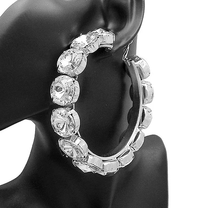Halo Bold 16Mm Stone 80Mm Hoop Earrings