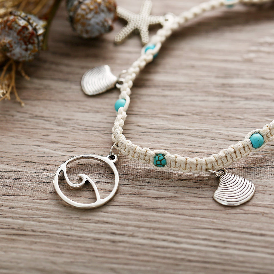 Shell braided anklet null