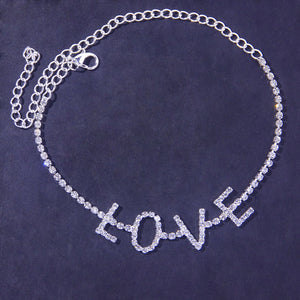 Letter Anklet LOVE Rhinestone Anklet null