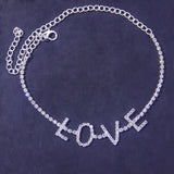Letter Anklet LOVE Rhinestone Anklet null