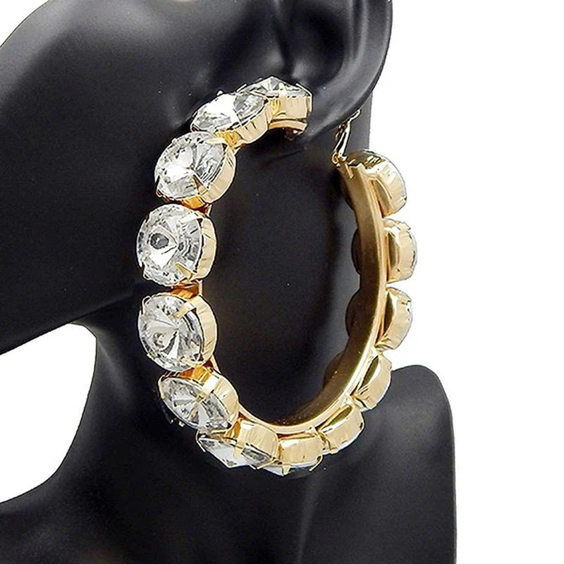 Halo Bold 16Mm Stone 80Mm Hoop Earrings