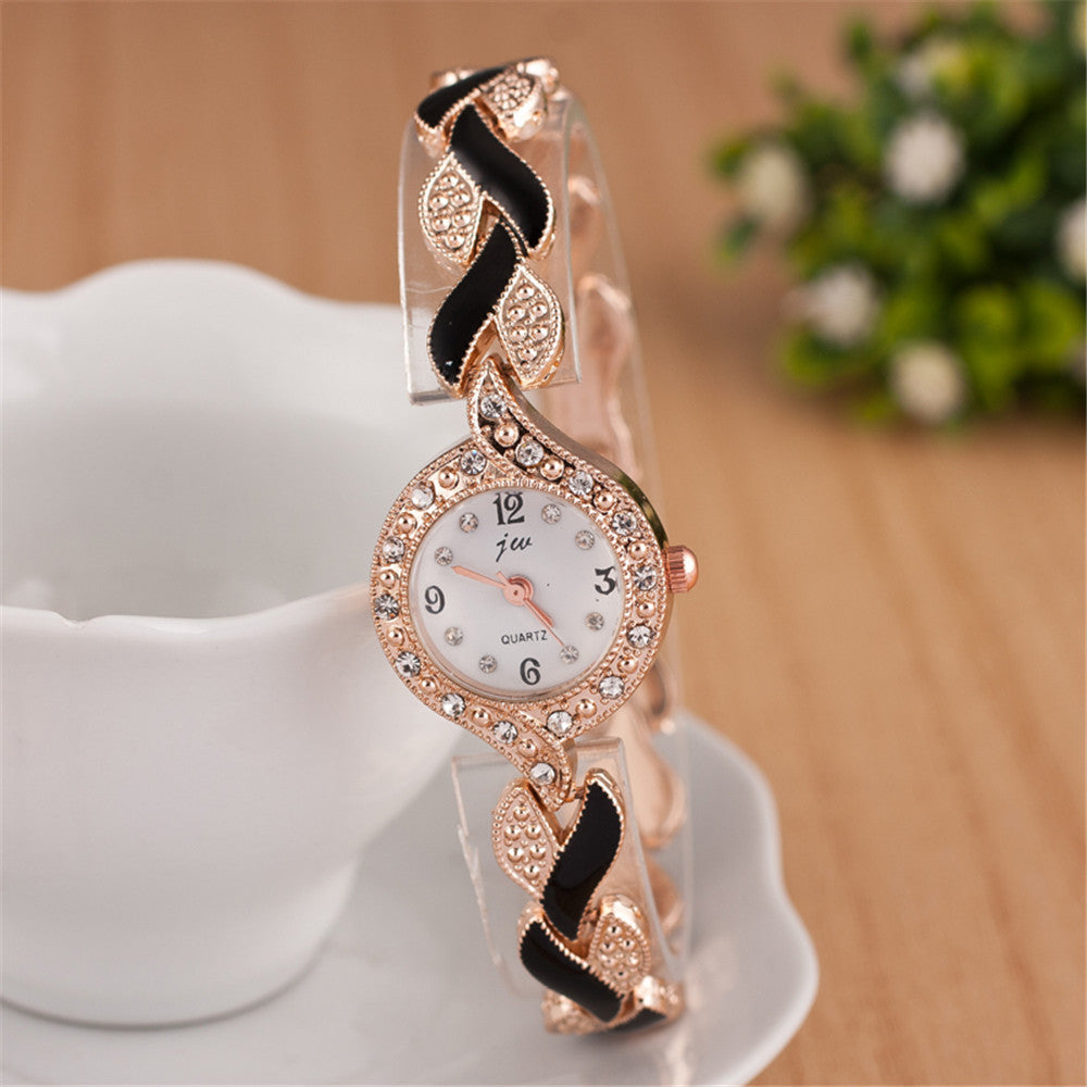 Leaf bracelet quartz wrist watch null