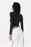 2023 Women's Contrast Line Standing Collar Knitted Shirt kairova