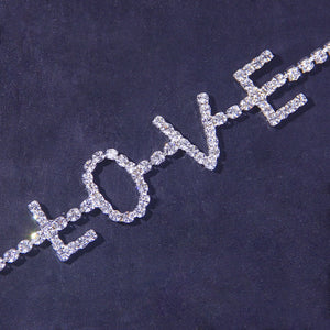 Letter Anklet LOVE Rhinestone Anklet null