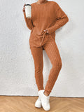 Fashion Casual Long Sleeve Split Irregular Round-neck Shirt Trousers Suit