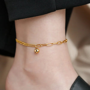 Dainty Double Layer Chain Anklets - Tarnish-Free Beach Jewelry