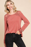 Super Lady Full Size Lace Detail round Neck T-Shirt