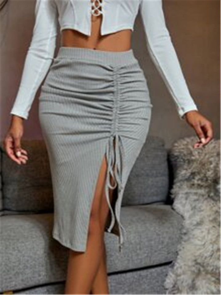 Mid Skirt Stitching Cotton Irregular Skirt Split Skirt kairova
