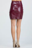 Open Side Slit PU Leather Mini Skirt