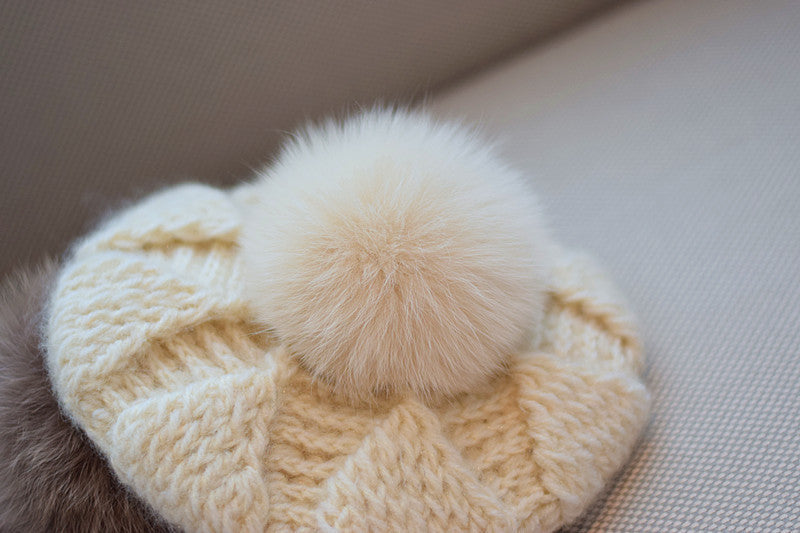All-match Knitted Fox Velvet Woolen Cap For Women kaivaro