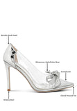 Erika Rhinestones Embellished Clear Pump Shoes