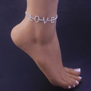 Letter Anklet LOVE Rhinestone Anklet null