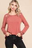 Super Lady Full Size Lace Detail round Neck T-Shirt