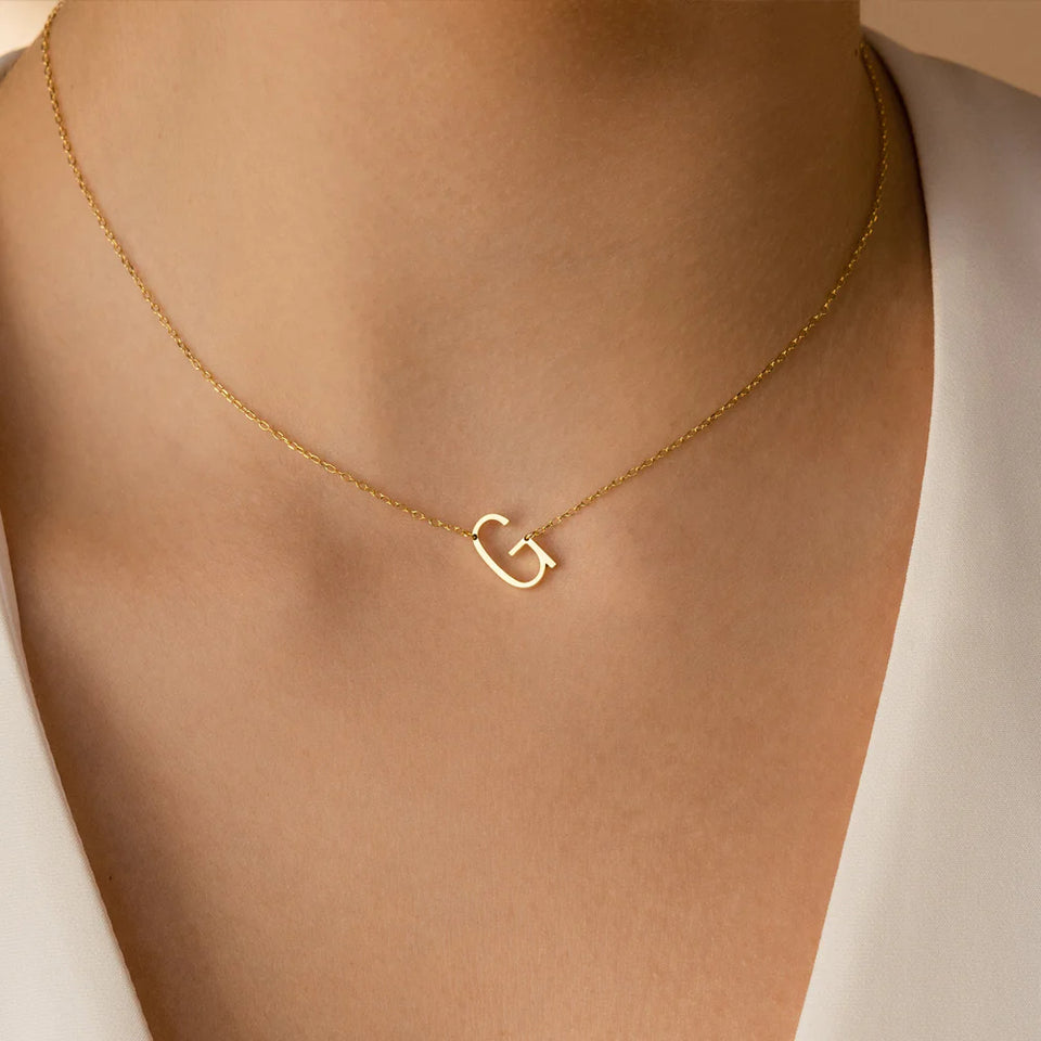 Sideways Initial Letter Necklace