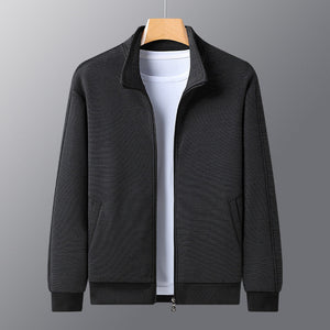 Dad Wears A Jacket With A Stand-up Collar And A Casual Jacket kairova