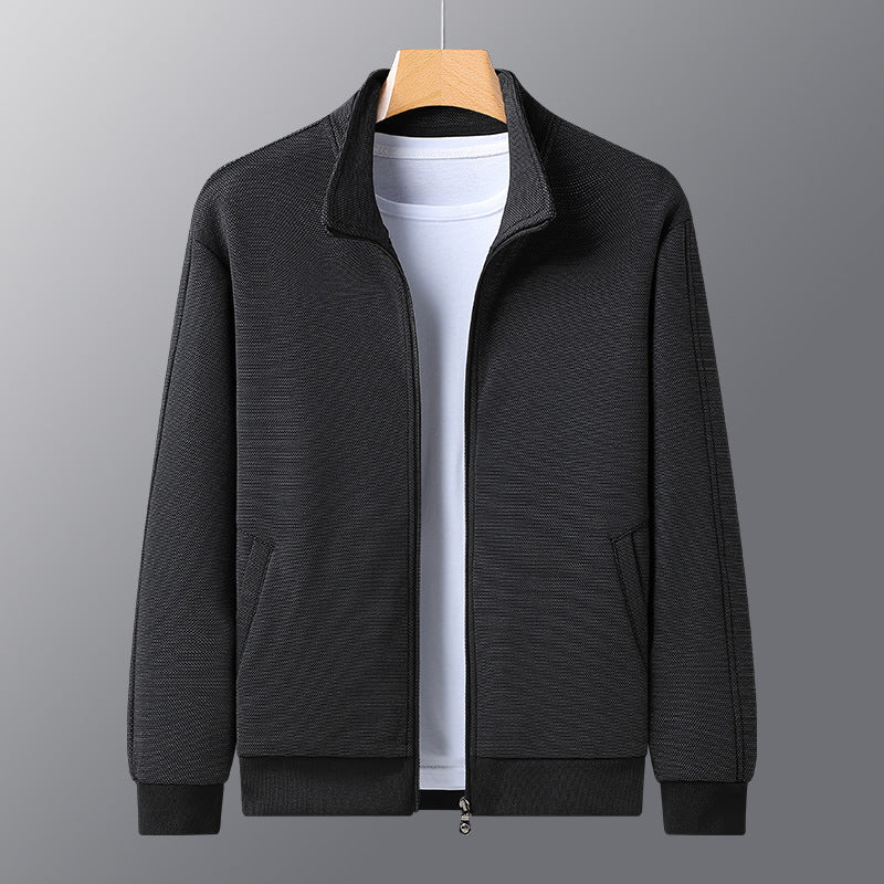 Dad Wears A Jacket With A Stand-up Collar And A Casual Jacket kairova